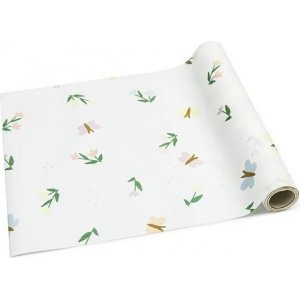 Tischläufer - Schmetterlinge und Blumen - Weiß - 5m Tischläufer - Schmetterlinge und Blumen - Weiß - 5m