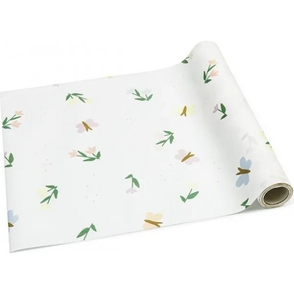 Tischläufer - Schmetterlinge und Blumen - Weiß - 5m Tischläufer - Schmetterlinge und Blumen - Weiß - 5m