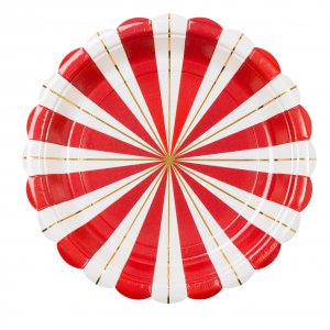 Pappteller - Rot, Gold, Weiß - 19,5 cm - 8er-Packung Pappteller - Rot, Gold, Weiß - 19,5 cm - 8er-Packung