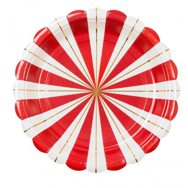 Pappteller - Rot, Gold, Weiß - 19,5 cm - 8er-Packung Pappteller - Rot, Gold, Weiß - 19,5 cm - 8er-Packung