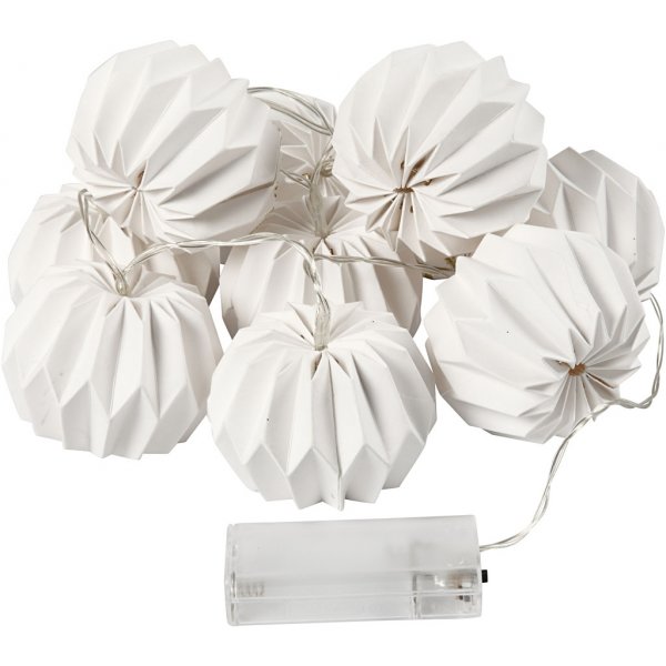 LED-Lichterkette mit Lampenschirmen - wei - L: 100 cm -? Durchm. 75 mm