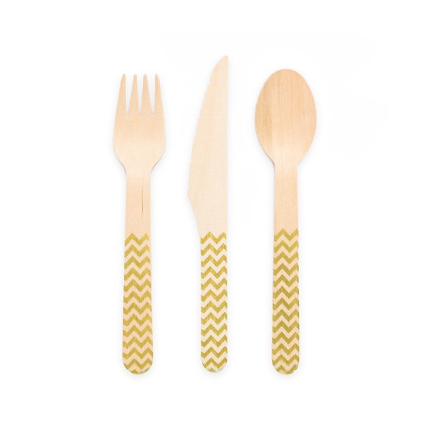 Holzbesteck - Gold - 18er-Packung / 6 Gedecke Holzbesteck - Gold - 18er-Packung / 6 Gedecke