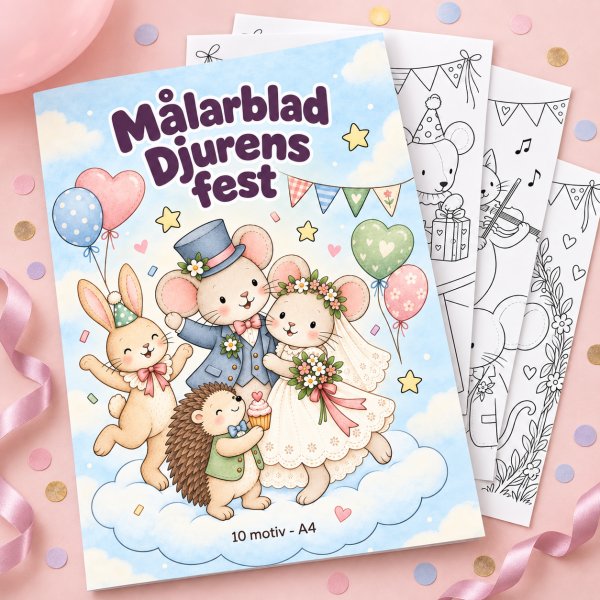 Malvorlage - Tierparty - 10 Motive - A4 Malvorlage - Tierparty - 10 Motive - A4