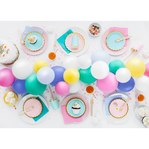 Pappbecher - Hellblau - Goldrand - 6er-Pack