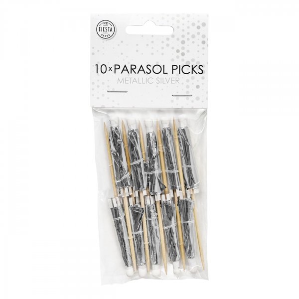 Getr�nkeschirmchen Silber Metallic - 10er-Packung