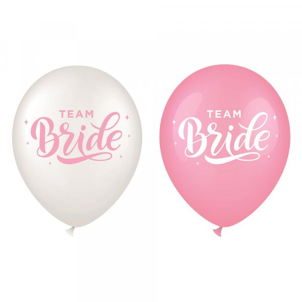 Luftballons - Team Bride Mix - Hellrosa/Wei - 6er-Pack