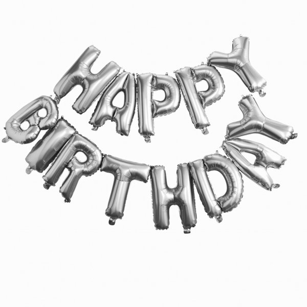 Ballongirlande - Happy Birthday - Silber Ballongirlande - Happy Birthday - Silber