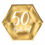 Dessertteller - 50. Geburtstag - Wei/Gold - 6er-Pack