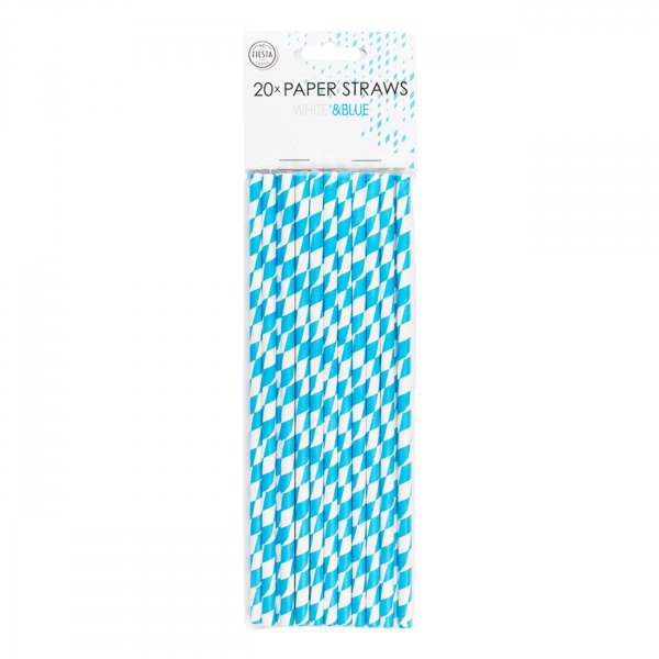 Papierstrohhalme - Oktoberfest - Blau/Wei� - 20er-Packung