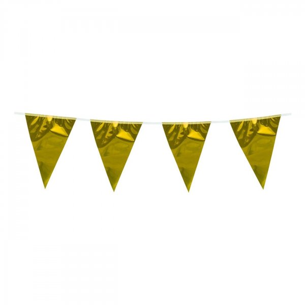 Wimpelkette, Metallic-Gold, 10 m Wimpelkette, Metallic-Gold, 10 m