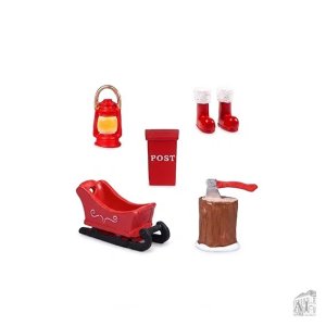 Zubehör für die Weihnachtsmann-Tür - 5 Teile - Rot Zubehör für die Weihnachtsmann-Tür - 5 Teile - Rot