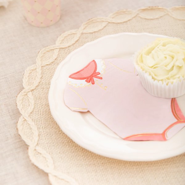 Servietten - Babybody - Rosa/Gold - 10er-Packung