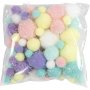 Pompons - Pastellfarben - Dia. 15-40 mm - 62 g