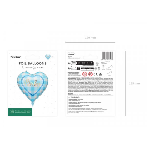 Herzf�rmiger Folienballon \\\"Baby\\\" - Hellblau