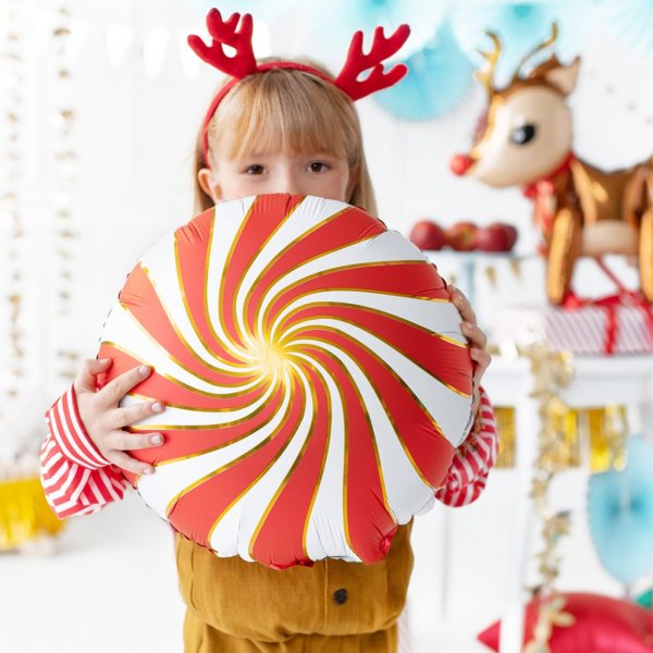 Folienballon - Swirl - Rot/Gold/Weiß Folienballon - Swirl - Rot/Gold/Weiß