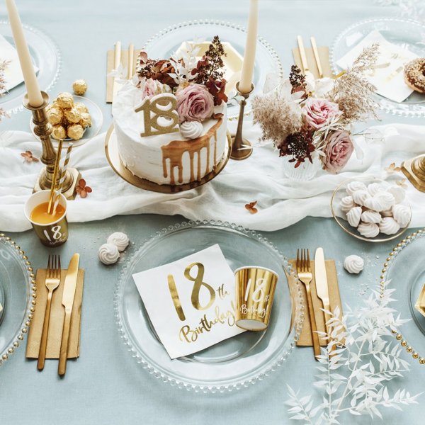 Dessertteller - 18. Geburtstag - Weiß/Gold - 6er-Pack Dessertteller - 18. Geburtstag - Weiß/Gold - 6er-Pack