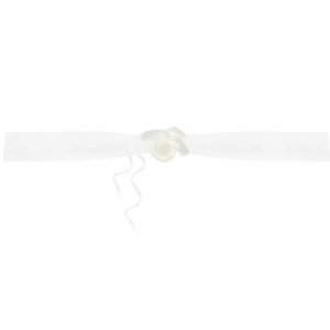 Girlanden - Organzastoff mit Satinblumen - Creme - 1,8 m