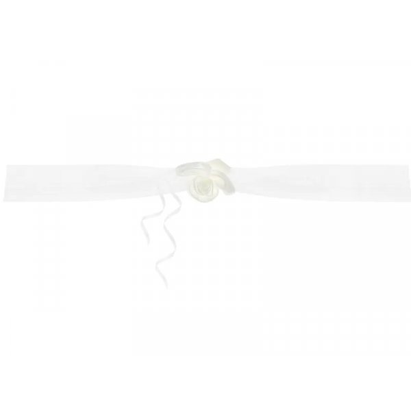 Girlanden - Organzastoff mit Satinblumen - Creme - 1,8 m