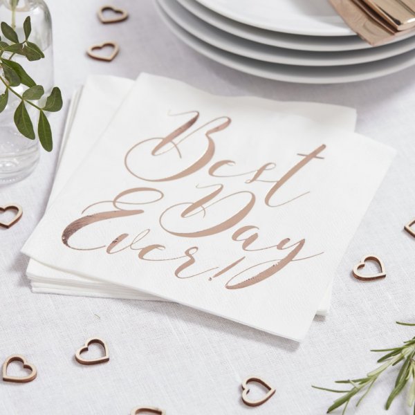 Servietten - Best Day Ever - Rosgold - 20er-Pack