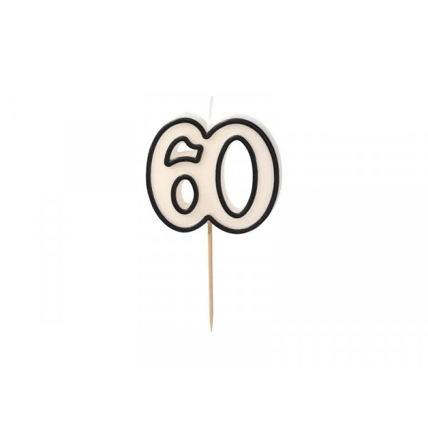 Kuchenkerzen/Geburtstagskerzen - 60 St�ck - Schwarz/Wei� - 5,5 cm