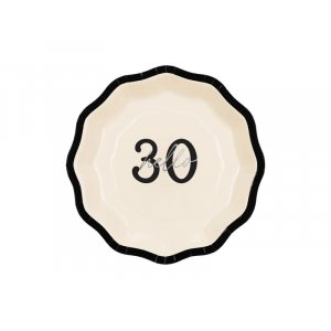 Pappteller - "Hallo 30" - Schwarz/Weiß - 18 cm - 6er-Pack Pappteller - "Hallo 30" - Schwarz/Weiß - 18 cm - 6er-Pack