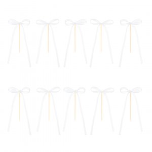 Cake Picks/Cake Topper - Schleifen - Wei� - 10er Pack