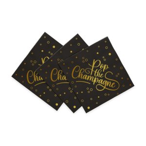 Servietten - Champagner-Feuerwerk - Schwarz - 33 x 33 cm - 20er-Packung Servietten - Champagner-Feuerwerk - Schwarz - 33 x 33 cm - 20er-Packung