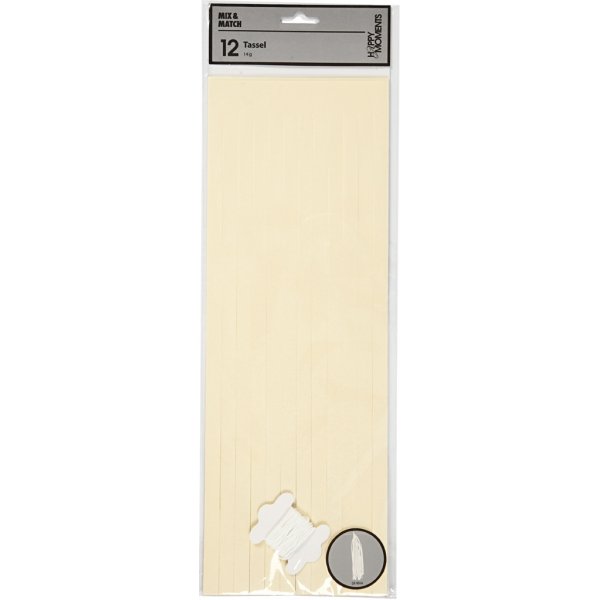 Quaste - gebrochenes Weiß - 12x35 cm - 14 g - 12 Stk./ 1 Packung Quaste - gebrochenes Weiß - 12x35 cm - 14 g - 12 Stk./ 1 Packung