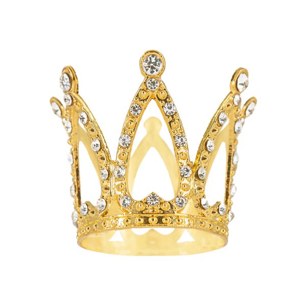 Tortenaufsatz - Klein - Krone - Gold mit silbernen Kristallen - 3 cm Tortenaufsatz - Klein - Krone - Gold mit silbernen Kristallen - 3 cm