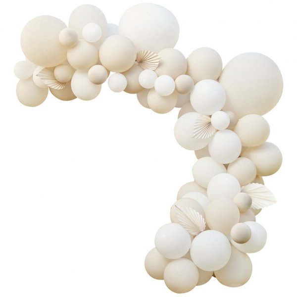 Ballonbogen mit Federn - Weiß/Nude Ballonbogen mit Federn - Weiß/Nude