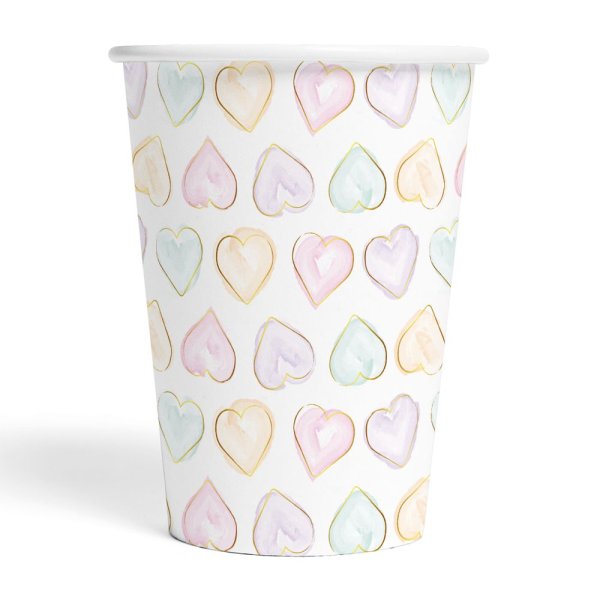 Pappbecher - Aquarellherzen - 210 ml - 8er-Packung Pappbecher - Aquarellherzen - 210 ml - 8er-Packung