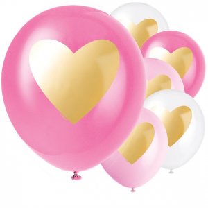 Luftballons - Rosa Mix - Goldene Herzen - 6er-Pack Luftballons - Rosa Mix - Goldene Herzen - 6er-Pack