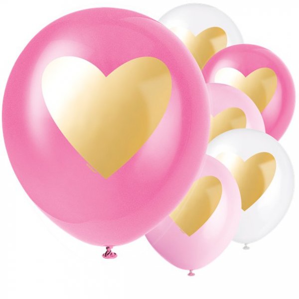 Luftballons - Rosa Mix - Goldene Herzen - 6er-Pack Luftballons - Rosa Mix - Goldene Herzen - 6er-Pack