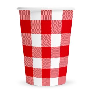 Pappbecher - Rot kariert - 210 ml - 8er-Packung Pappbecher - Rot kariert - 210 ml - 8er-Packung