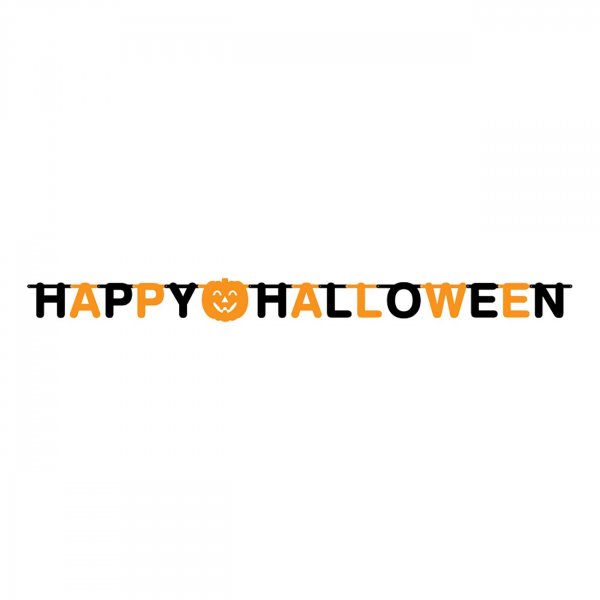 Buchstabengirlande - Happy Halloween - Schwarz/Orange - 2 m