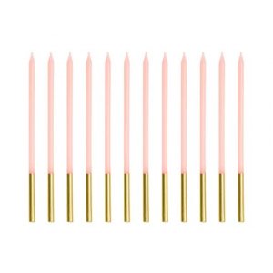Lange Kuchenkerzen - Rosa/Gold - 14 cm - 12 Stück Lange Kuchenkerzen - Rosa/Gold - 14 cm - 12 Stück