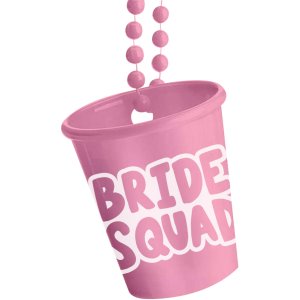 Schnapsglas mit Halskette - Braut-Team - Rosa Schnapsglas mit Halskette - Braut-Team - Rosa