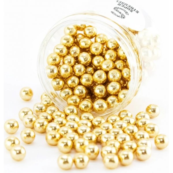 Goldene Schokoladenkugeln - 1 cm Durchmesser - Superstreusel - 180 g Goldene Schokoladenkugeln - 1 cm Durchmesser - Superstreusel - 180 g