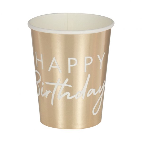 Pappbecher - Happy Birthday - Goldmetallic - 8er-Pack Pappbecher - Happy Birthday - Goldmetallic - 8er-Pack