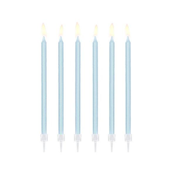 Lange Kuchenkerzen - Hellblau - 14 cm - 12 Stück Lange Kuchenkerzen - Hellblau - 14 cm - 12 Stück