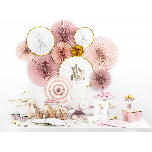 Pappbecher - Rosa - Goldrand - 6er-Pack