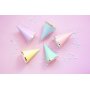 Partyhte - Pastellmischung mit Goldbesatz - 6er-Pack