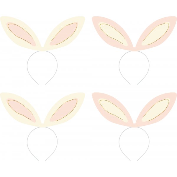 Diadem - Hasenohren - 4er-Pack - 12,5 x 29 cm