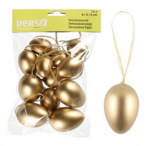 Deko-Ei mit Anh�nger - Goldmetallic - 12er-Pack