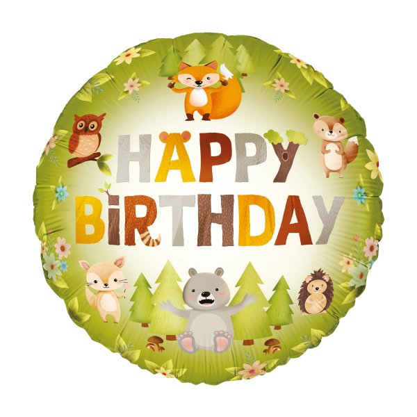 Folienballon - Freunde des Waldes - \\\"Alles Gute zum Geburtstag\\\"