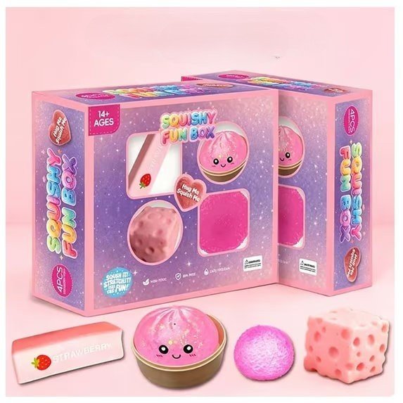 Squishy-Set - 4 pinke Favoriten - �berraschungsbox