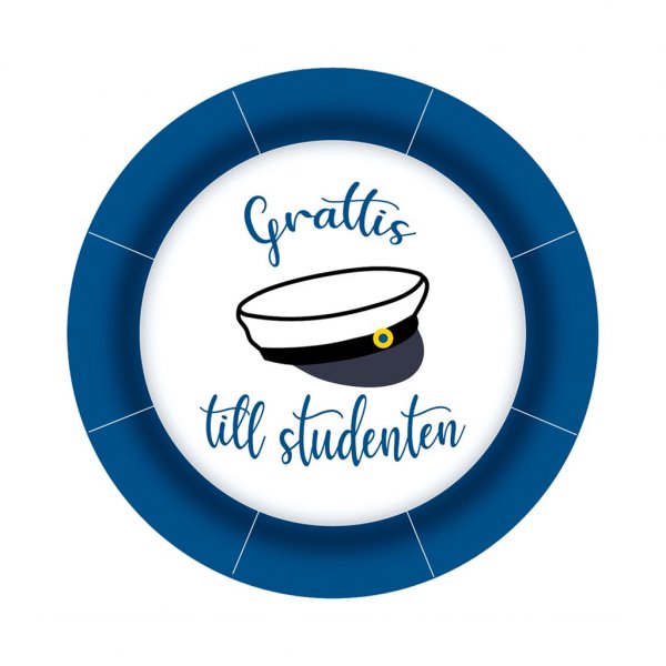 Dessertteller - Herzlichen Glückwunsch an den Studenten - Blau/Weiß - 8er-Pack Dessertteller - Herzlichen Glückwunsch an den Studenten - Blau/Weiß - 8er-Pack