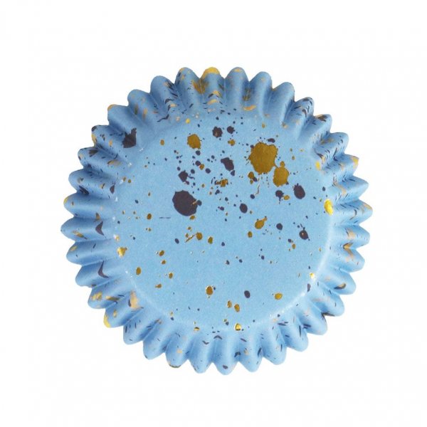 Muffinformen - Folie - Blau/Goldspritzer - 30er-Pack
