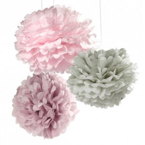 Bommel - 3er-Pack - Grau/Lila/Rosa