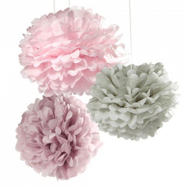 Bommel - 3er-Pack - Grau/Lila/Rosa